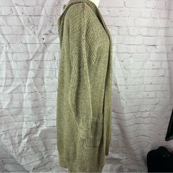 NWT annabelle boutique duster sweater Cardigan open front hooded pockets neutral - Picture 3 of 8